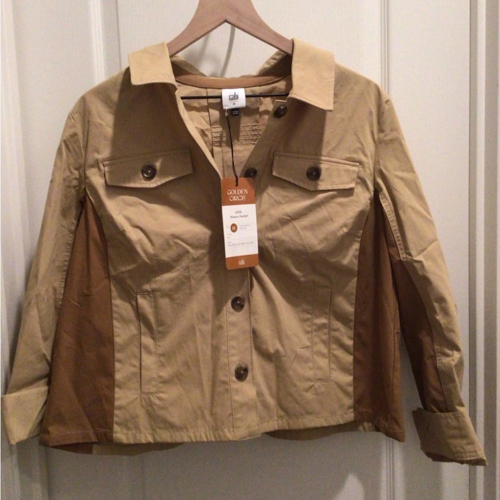 CAbi Two-Tone Utility Jacket in Tan and Brown